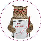 Cat with glasses, notepad and pen - Higher profits